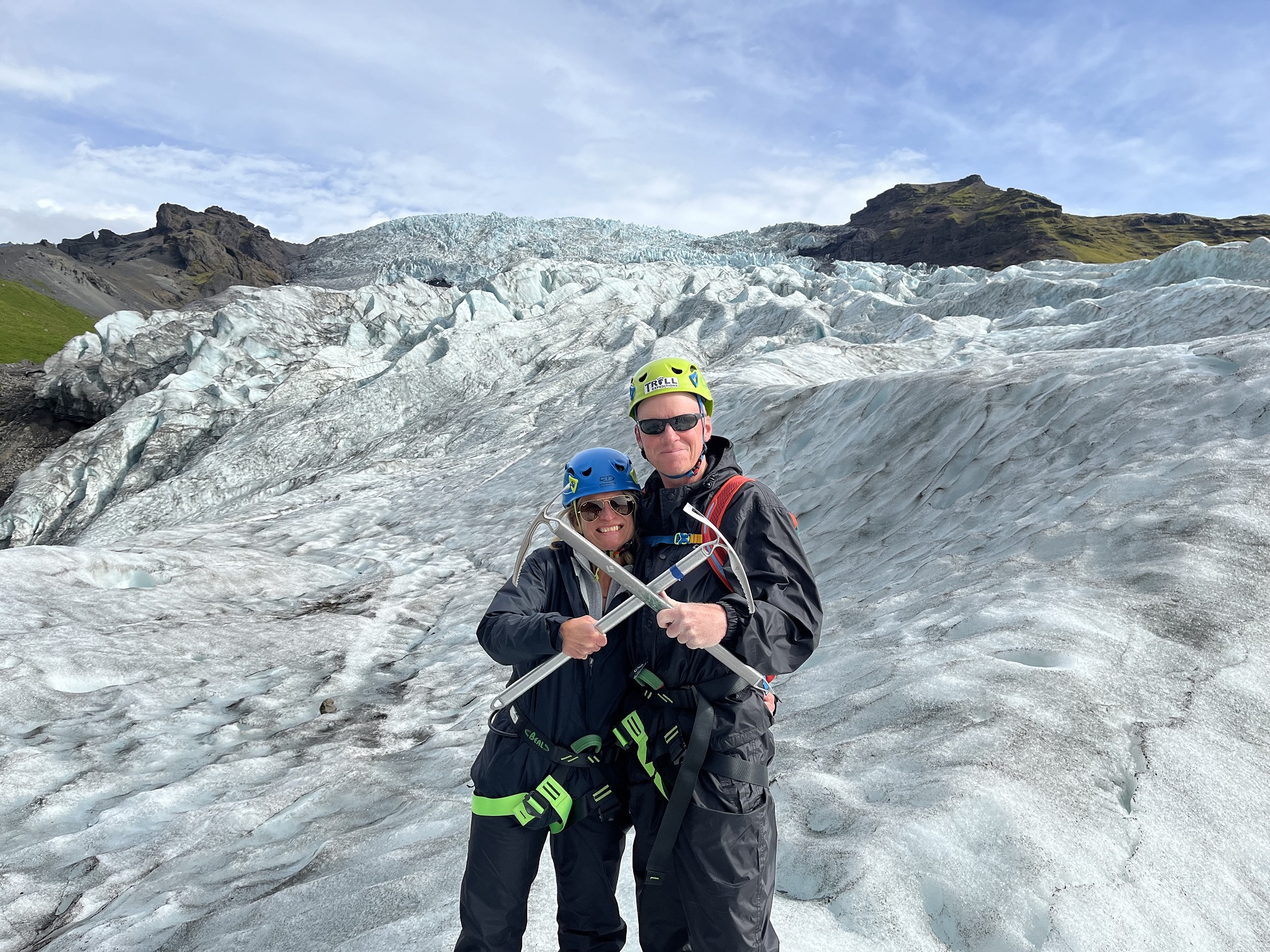 Kim and I on a glacier, Iceland, 2022